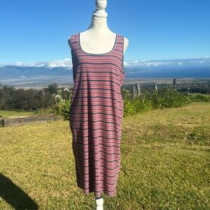 Motherhood Maternity Striped Ribbed Midi Tank Dress Xl